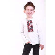 Embroidered t-shirt with long sleeves "Colours" red/white